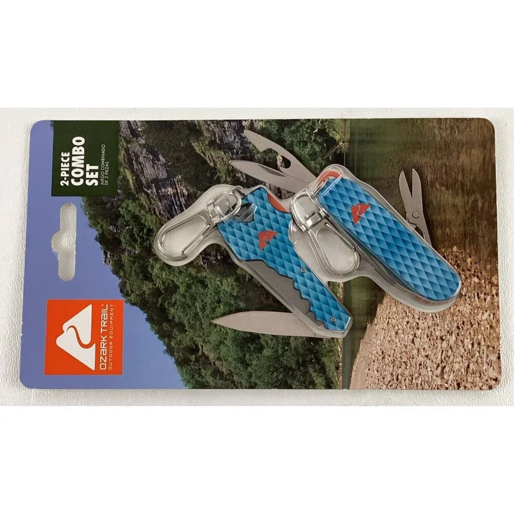 Ozark Trail Outdoor Equipment 2 Piece Combo Set Keyring Knife Mini Multitool New